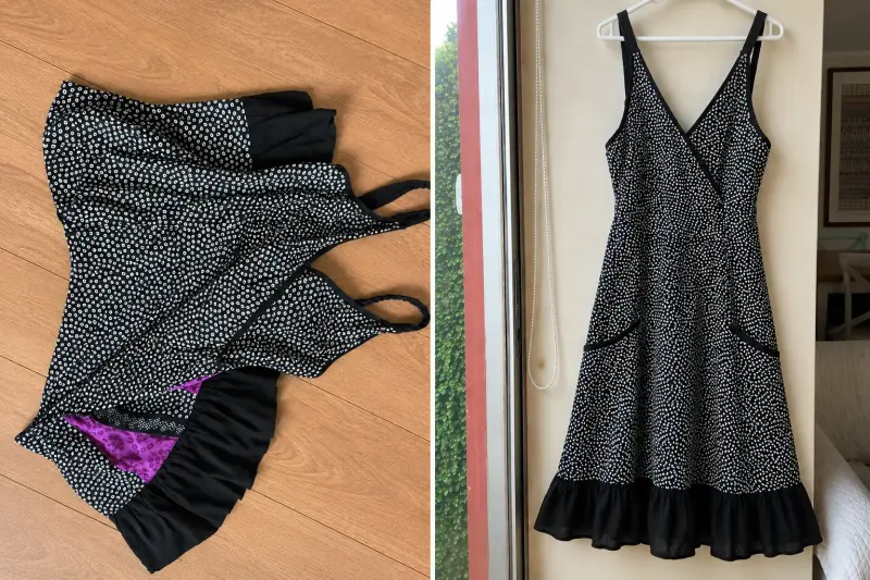 Vestido negro con estampado de lunares