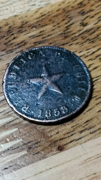 Moneda antigua de cobre de 1853 - miniatura 1