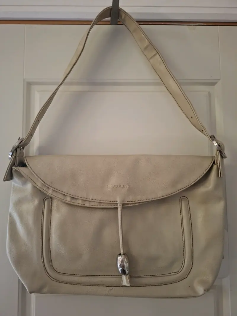 Bolso de cuero beige Saxoline con cierre magnético - 2