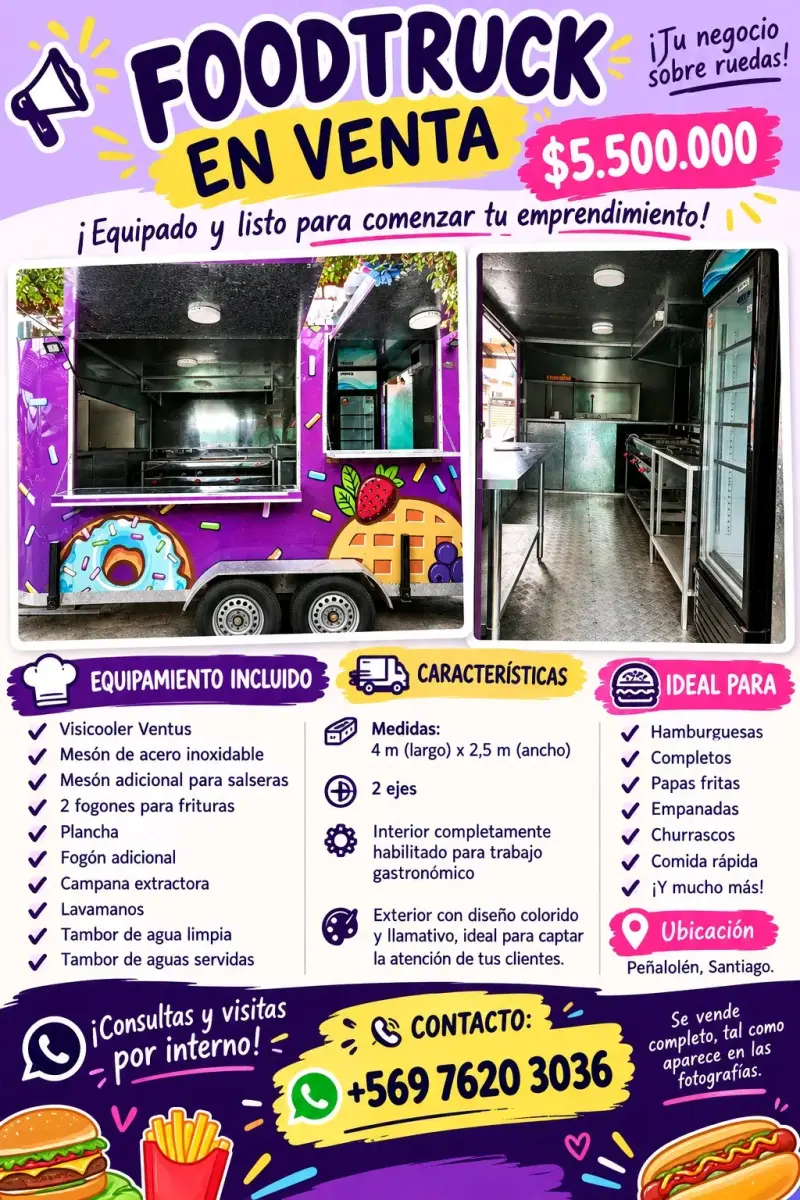 Foodtruck equipado listo para emprender