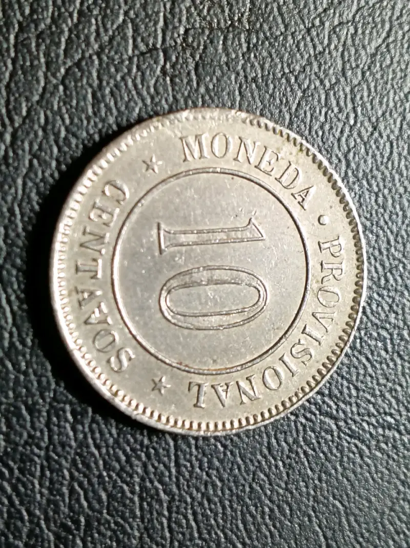 Moneda antigua de 10 centavos Perú 1879 - 2