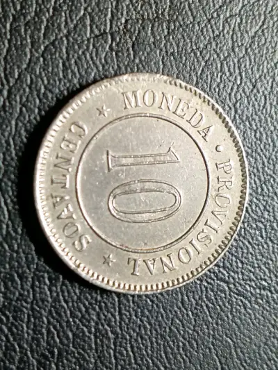 Moneda antigua de 10 centavos Perú 1879 - miniatura 2