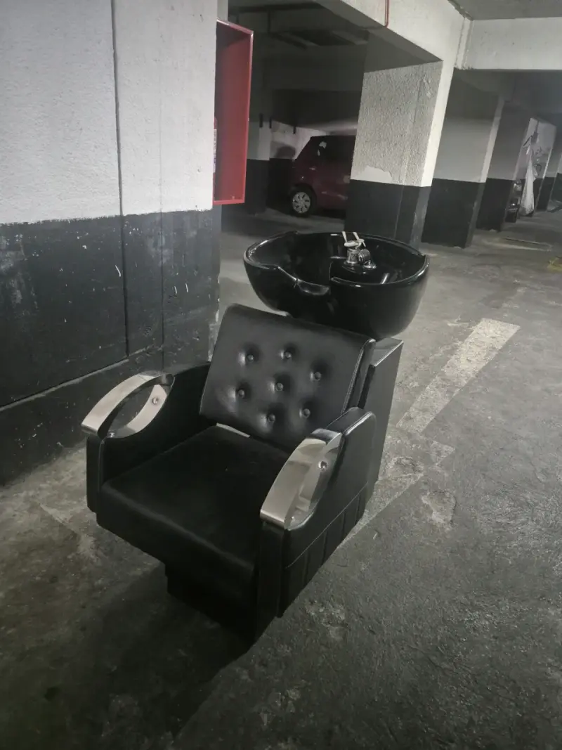 Lavacabezas de Peluquería Negro + sillón + carro - 1