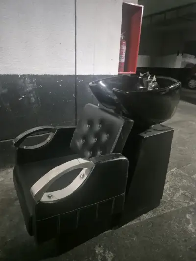 Lavacabezas de Peluquería Negro + sillón + carro - miniatura 2