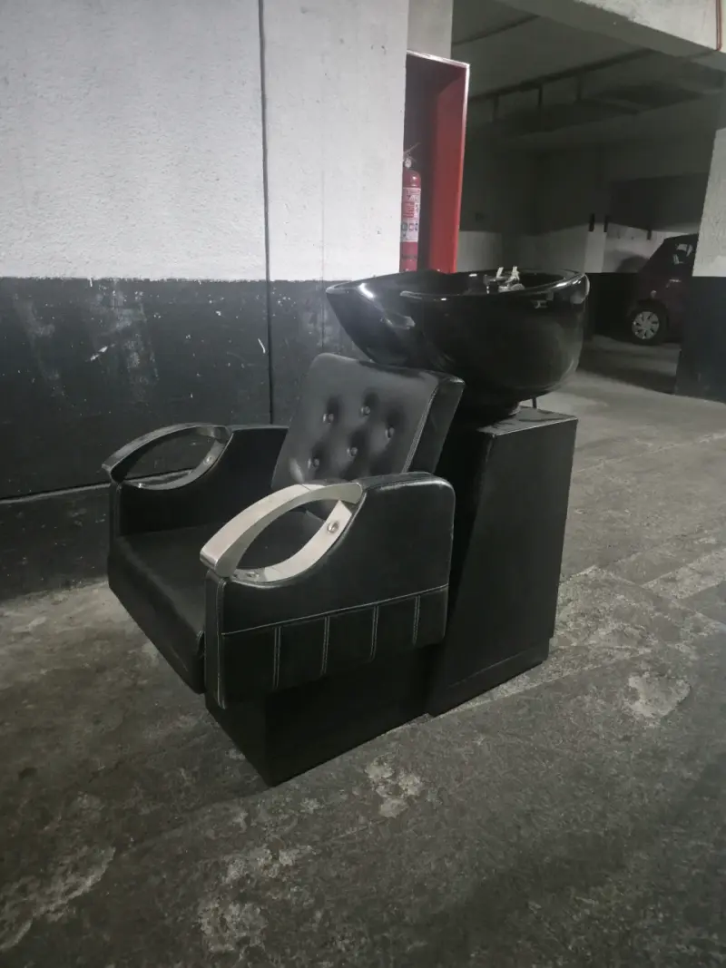 Lavacabezas de Peluquería Negro + sillón + carro - 3