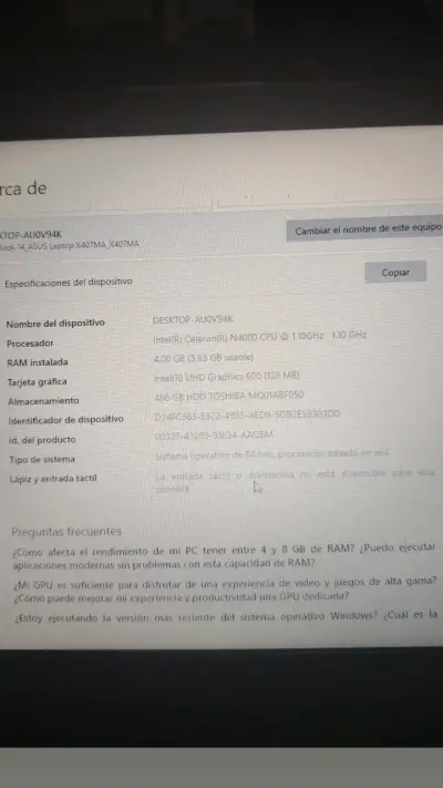 Laptop ASUS X407MA con Intel Celeron y 4GB RAM - miniatura 1