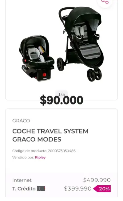 Coche Travel System Graco Modes negro - miniatura 2