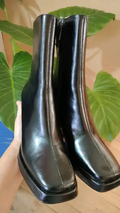Botines de cuero negro Steve Madden elegantes - miniatura 2