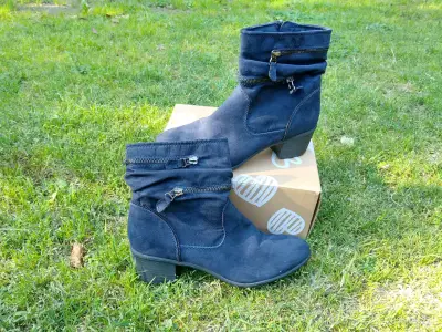 Botines de gamuza azul con cierre lateral - miniatura 1