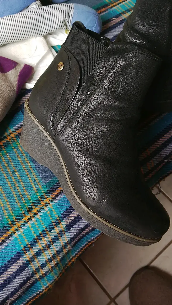 Botines negros de cuero con plataforma - 4