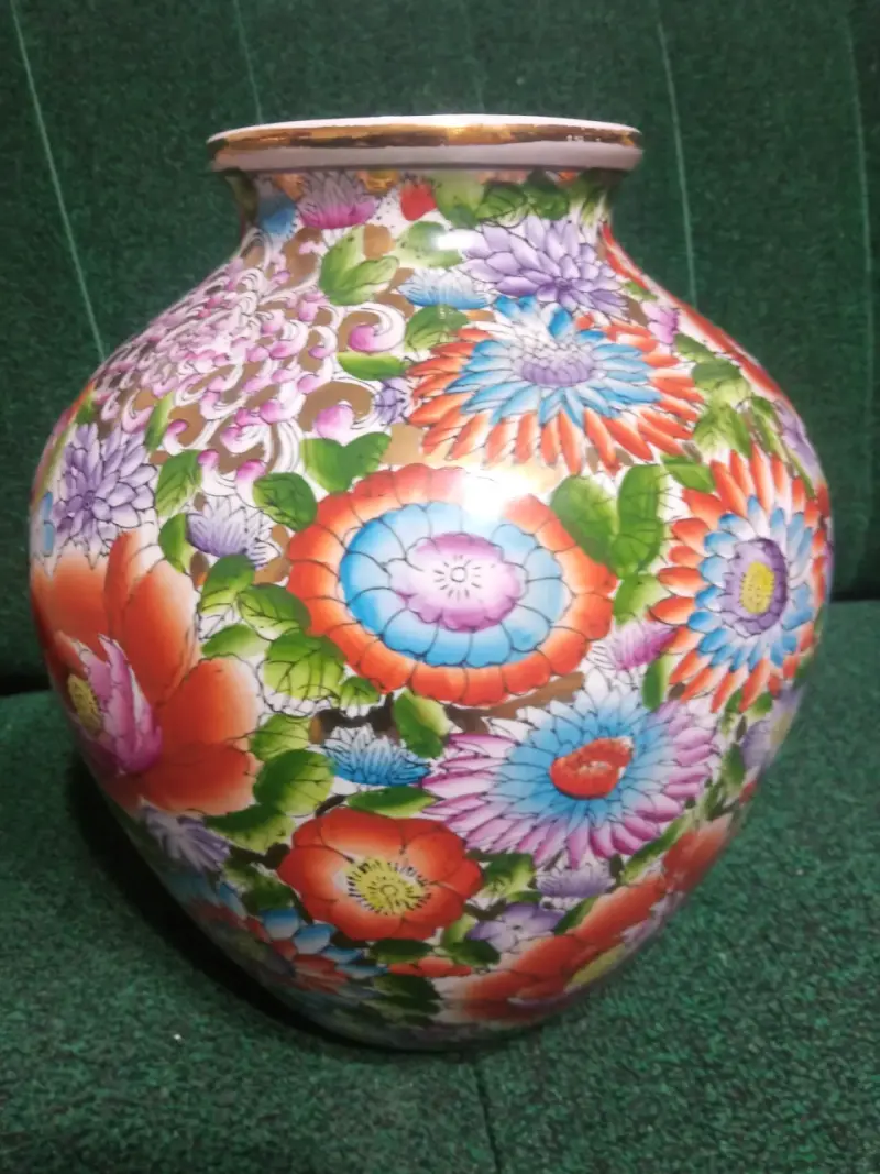 Jarrón de cerámica con diseño floral colorido - 4