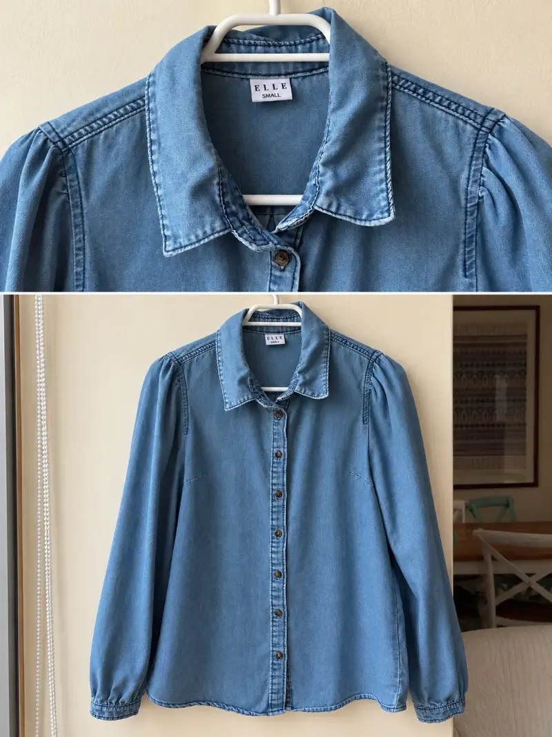 Blusa de mezclilla azul para mujer marca Elle