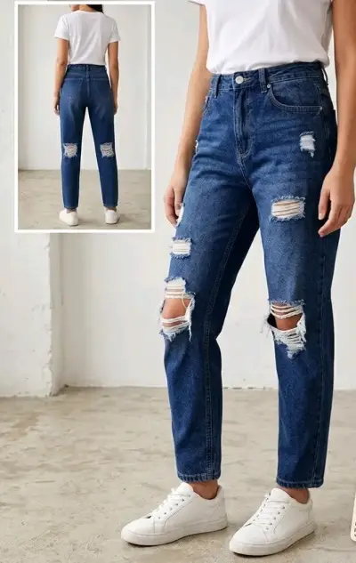 Jeans de Mujer Rasgados Azul Claro - miniatura 4