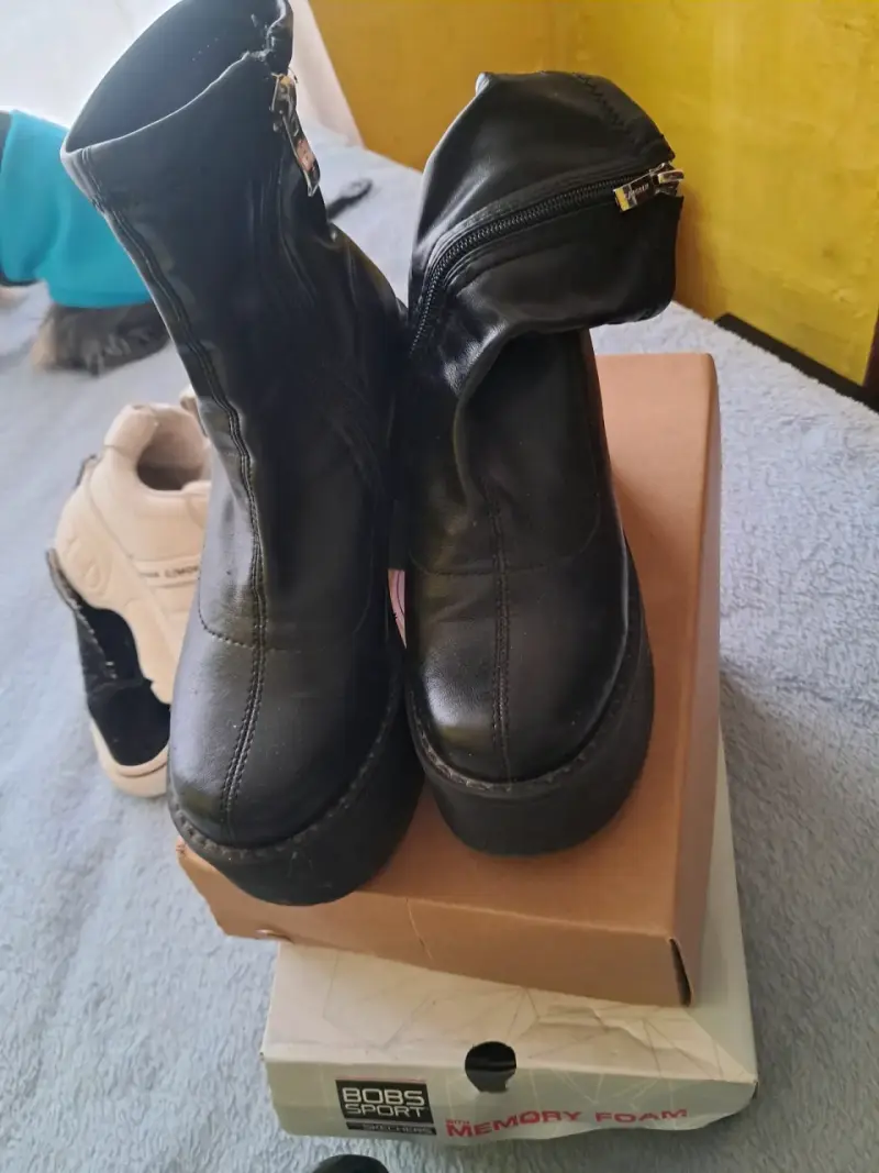 Botines de cuero negro con plataforma - 2