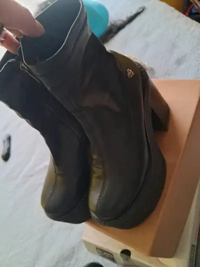 Botines de cuero negro con plataforma - miniatura 4