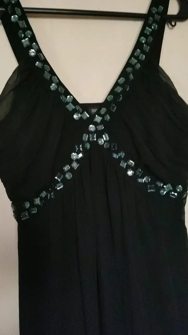 Vestido largo negro con pedrería Esprit - 2