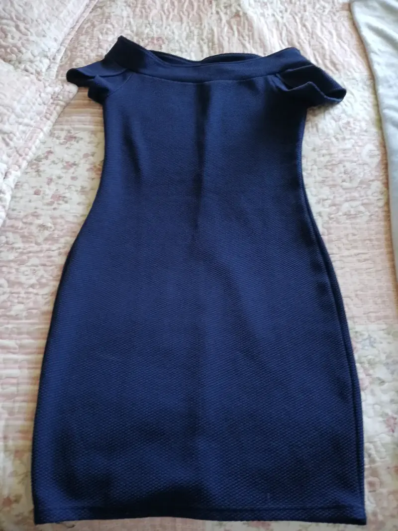 Vestido azul marino ajustado elegante - 1