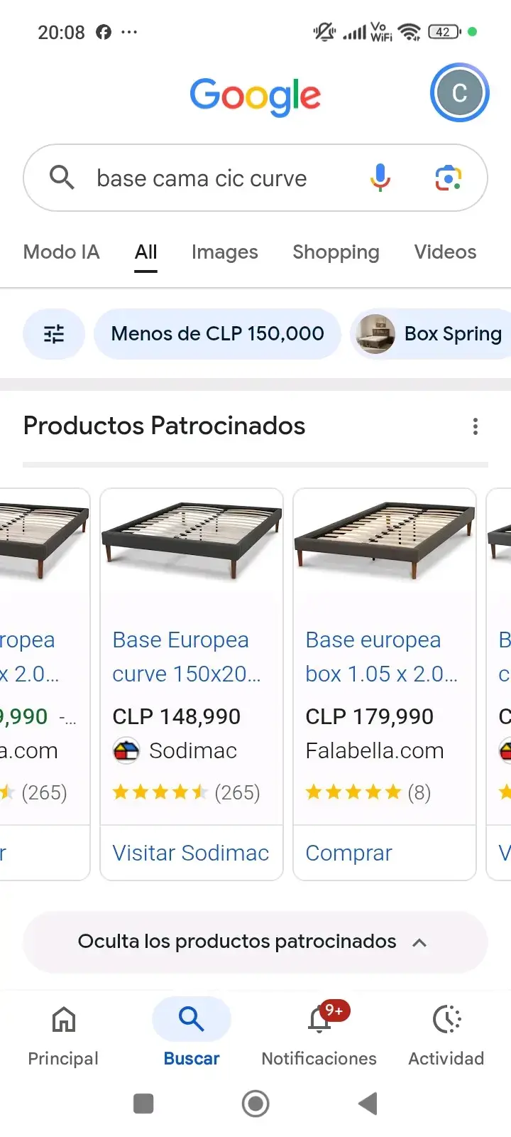 Cama de dos plazas con colchón CIC - 6