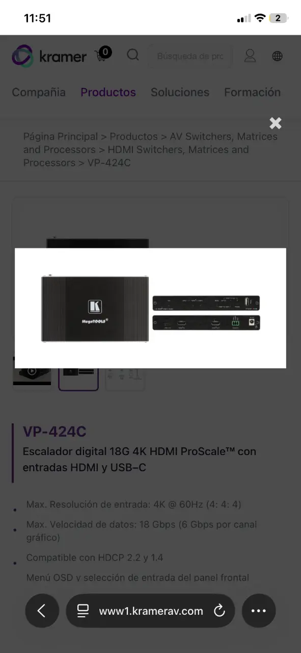Escalador digital 4K HDMI Kramer VP-424C