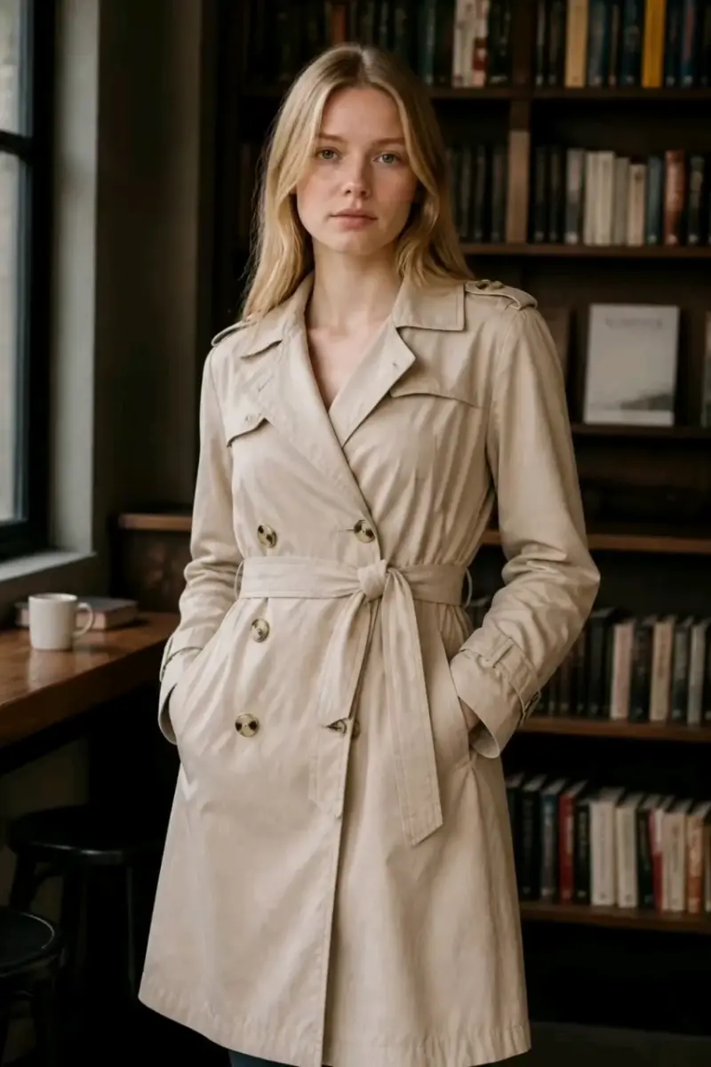 Abrigo Trench Beige para Mujer