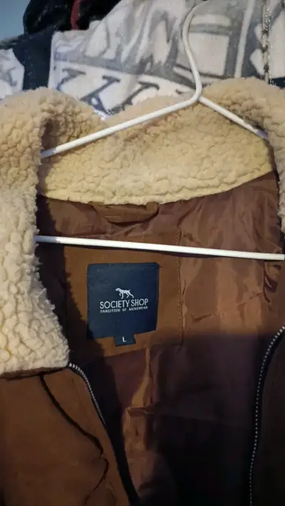 Chaqueta marrón con forro de lana Society Shop - miniatura 2