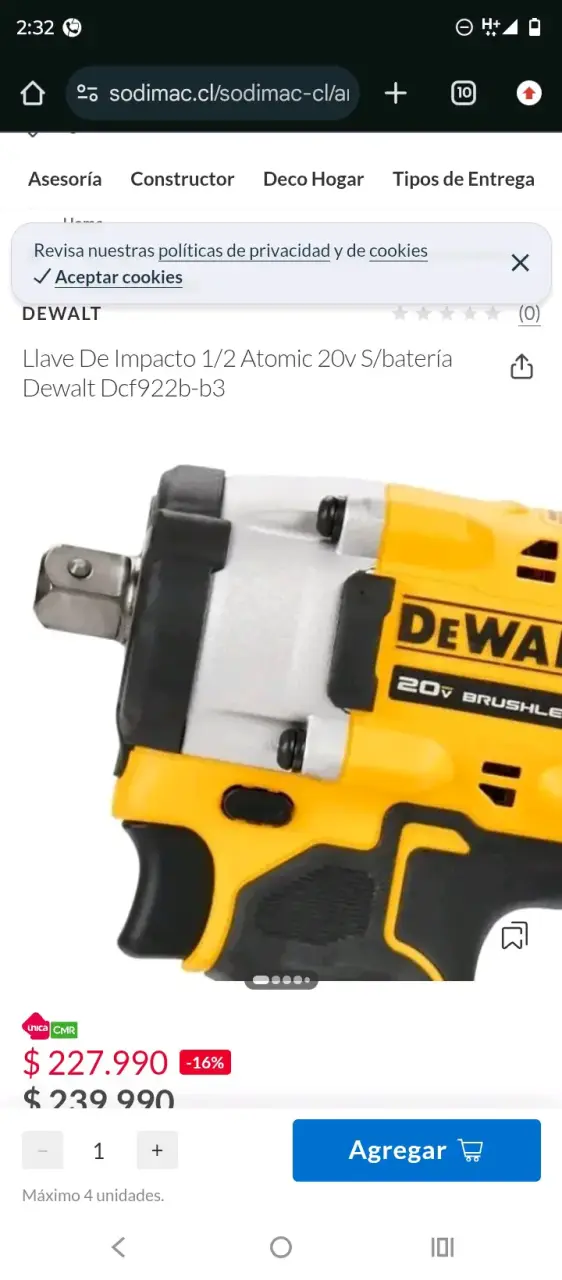 Llave de impacto Dewalt 20V Brushless - 4