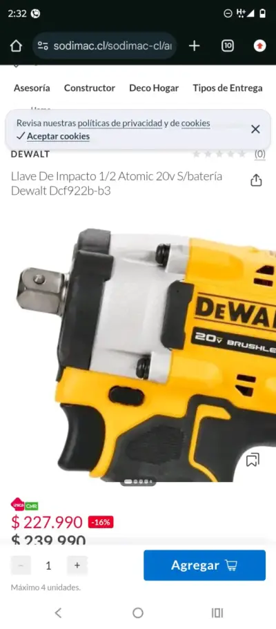Llave de impacto Dewalt 20V Brushless - miniatura 4