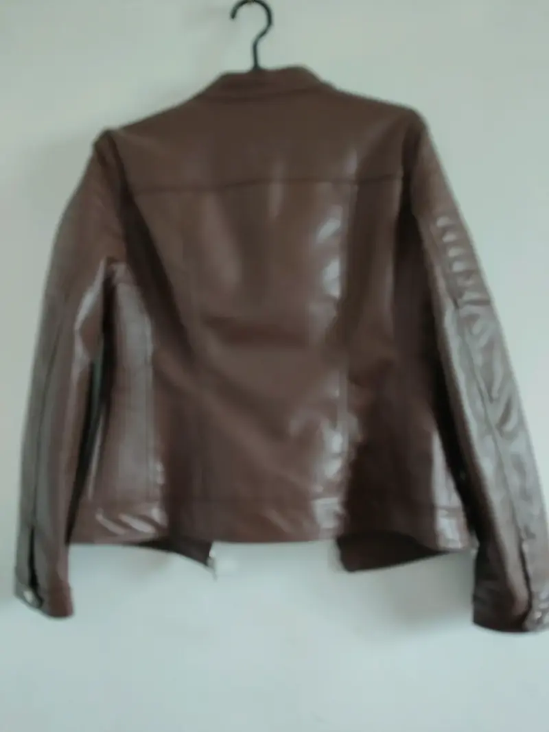 Chaqueta de cuero marrón para mujer - 2