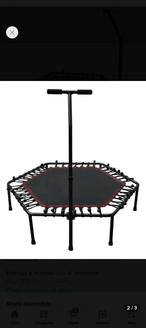 Mini trampolín hexagonal con barra ajustable