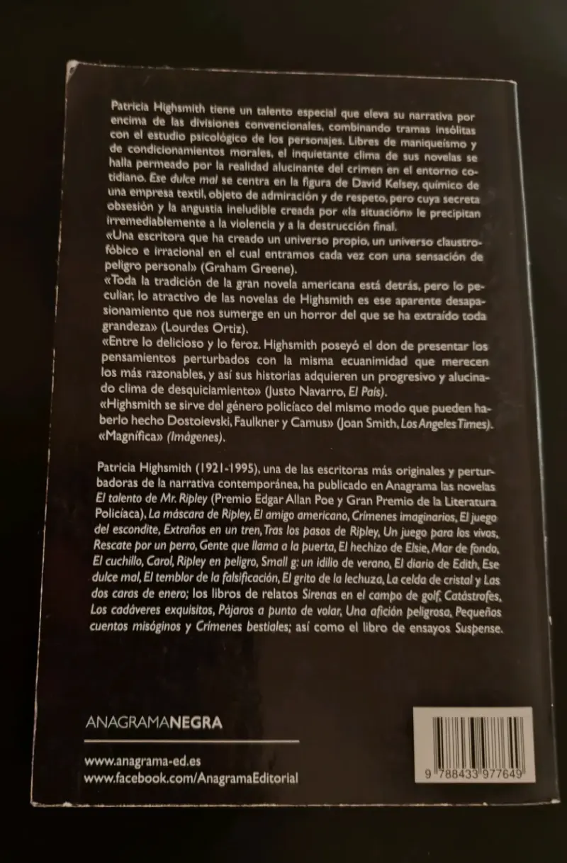 Libro 'Ese Dulce Mal' de Patricia Highsmith - 3