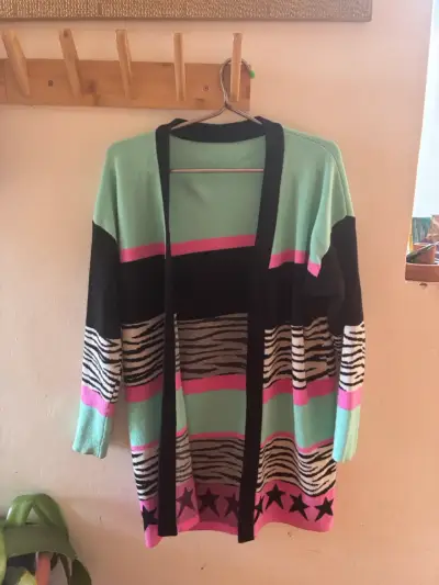 Cardigan de rayas multicolor para mujer - miniatura 1