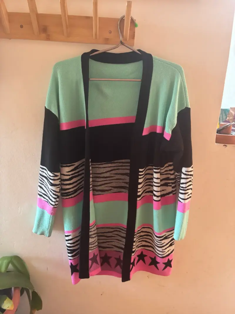 Cardigan de rayas multicolor para mujer - 2