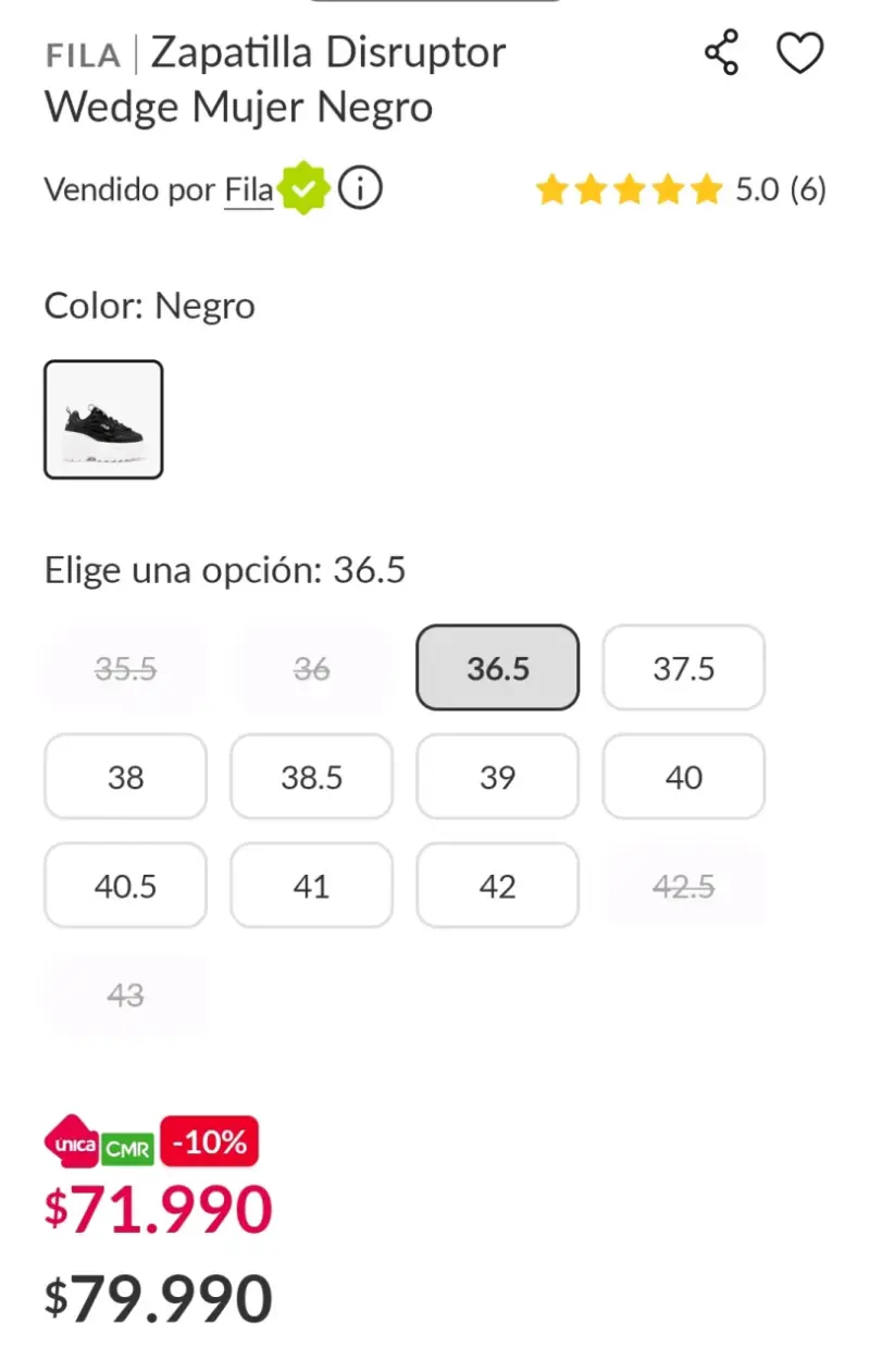 Zapatillas Fila Disruptor Wedge Mujer Negras - 4