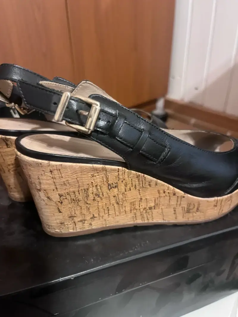 Sandalias de Cuña Negras con Plataforma de Corcho - 3