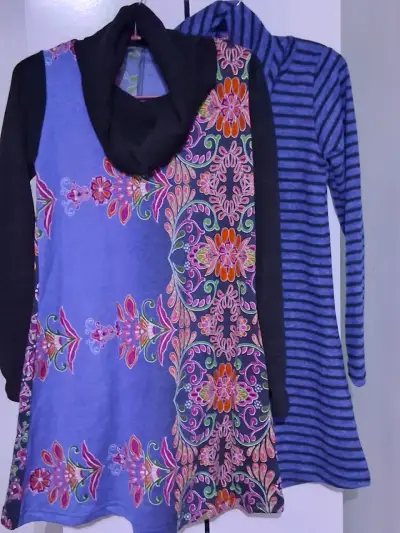 Vestido estampado floral y a rayas, con cuello - miniatura 3