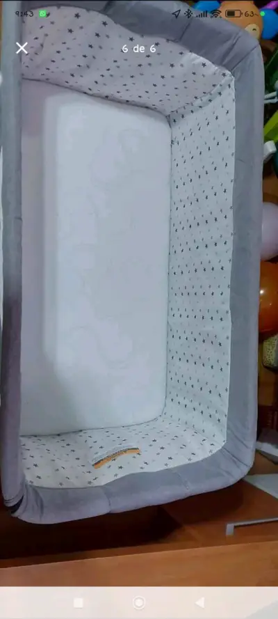 Cuna colecho gris con colchón incluido - miniatura 1