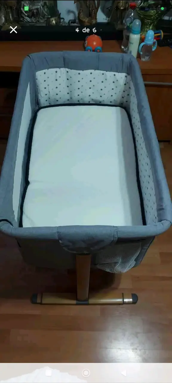Cuna colecho gris con colchón incluido - 3