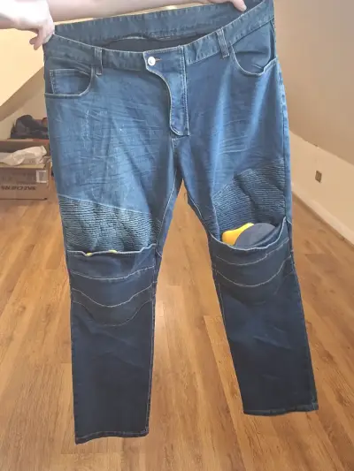 Jeans de moto azul con protecciones - miniatura 1