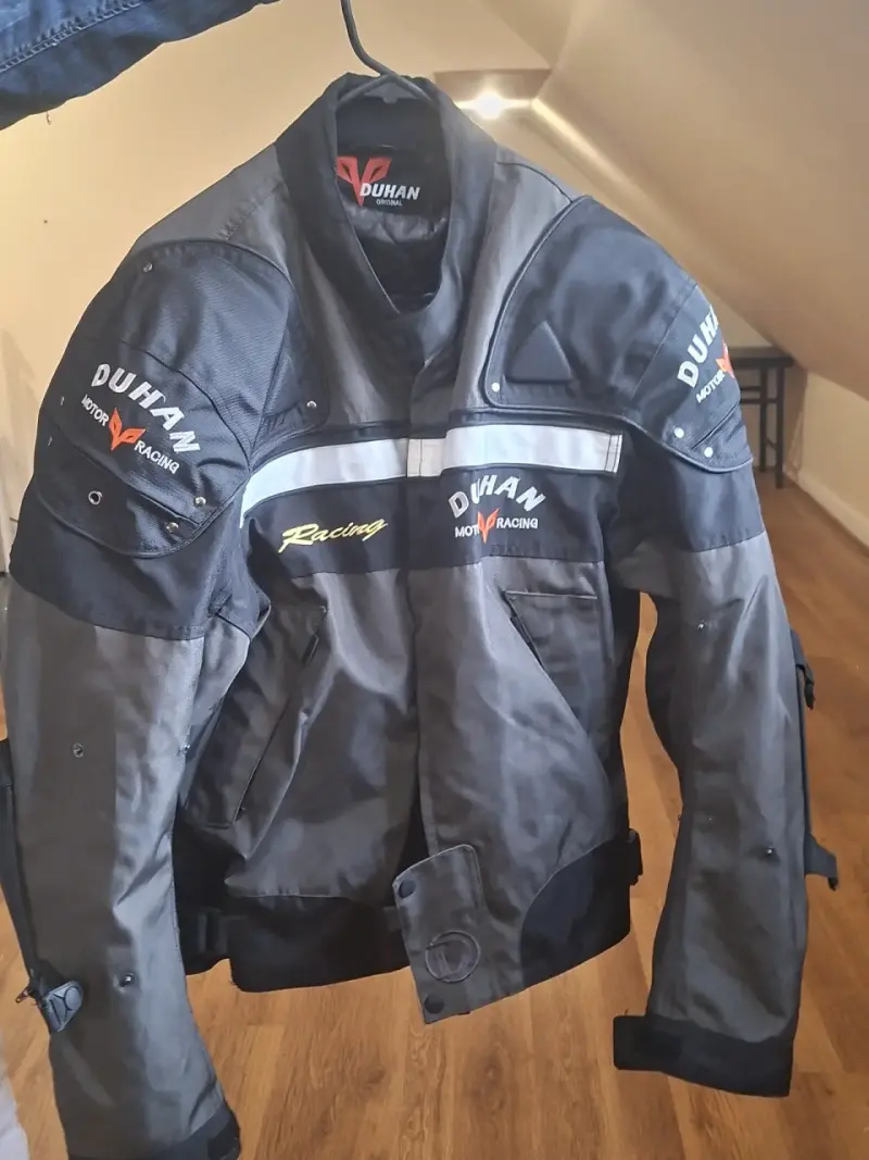 Chaqueta de moto Duhan Racing gris y negra - 1
