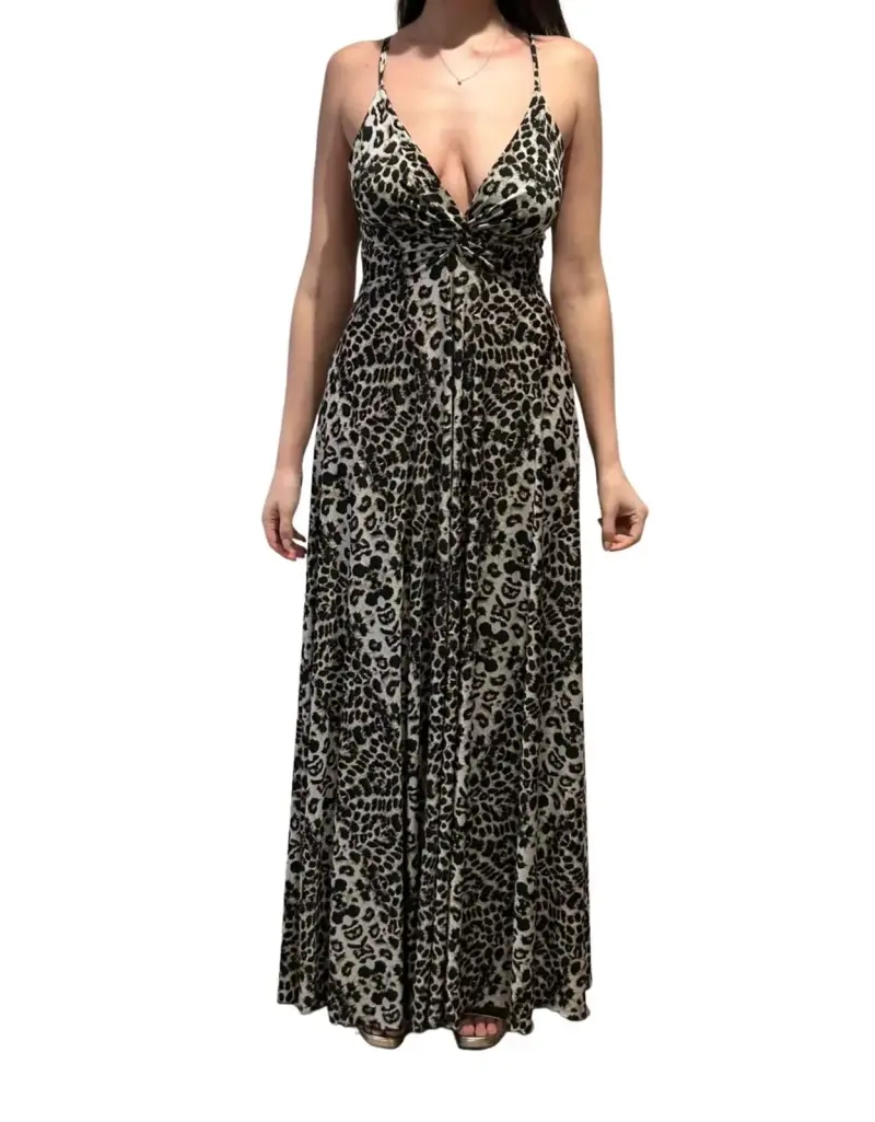 Vestido largo estampado animal print para mujer - 1