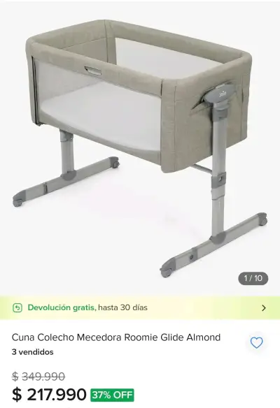 Cuna colecho mecedora Joie Roomie Glide Almond - miniatura 1
