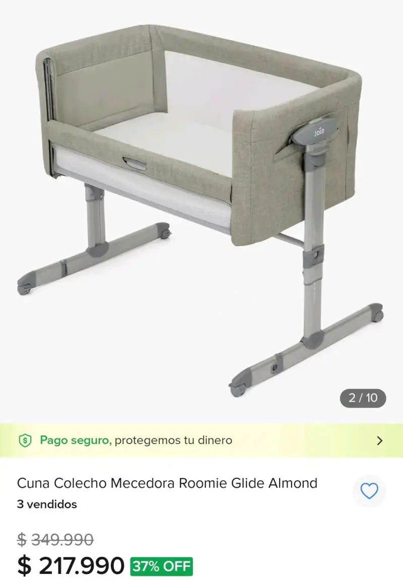 Cuna colecho mecedora Joie Roomie Glide Almond - 2