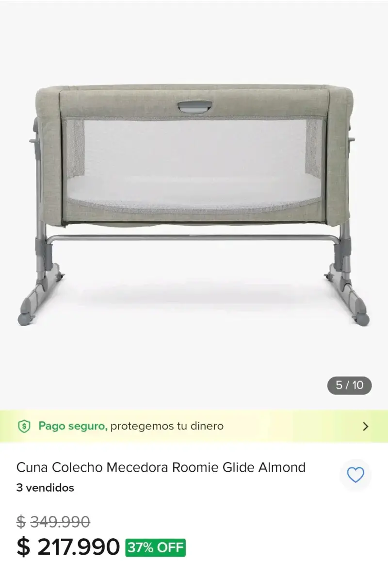 Cuna colecho mecedora Joie Roomie Glide Almond - 3