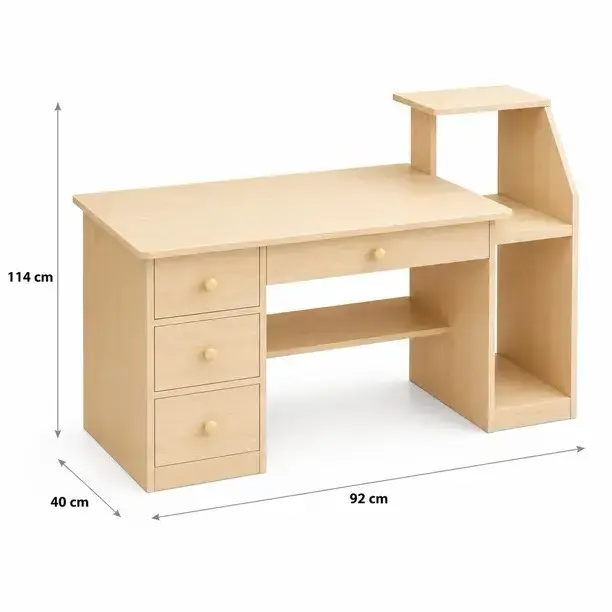 Escritorio de madera con cajones y estantes - 4