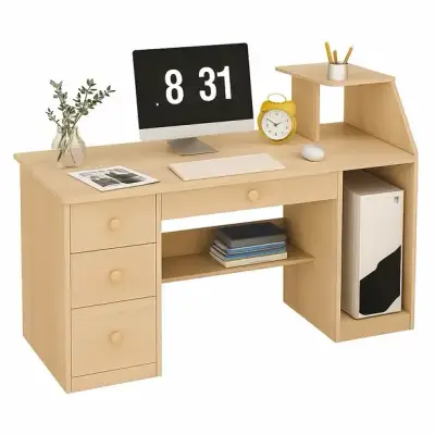 Escritorio de madera con cajones y estantes - miniatura 5