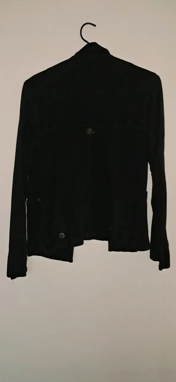 Chaqueta de mezclilla negra para mujer - 2
