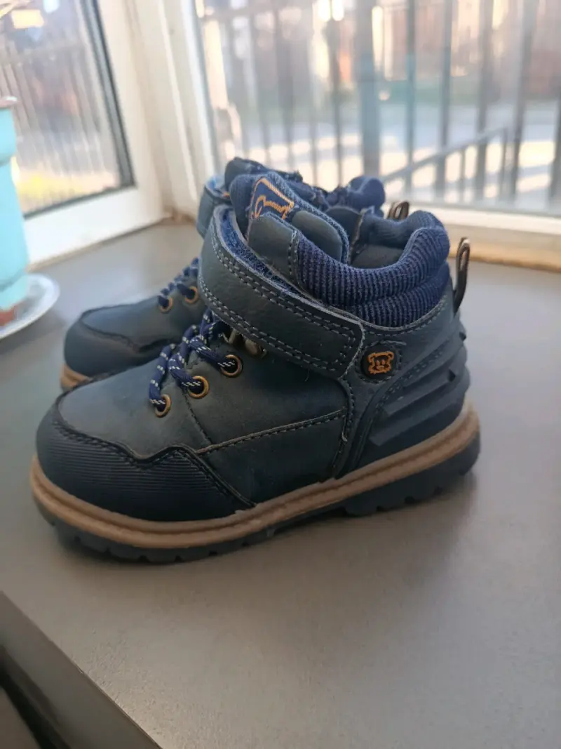 Botines de niño azul con velcro y cordones - 3