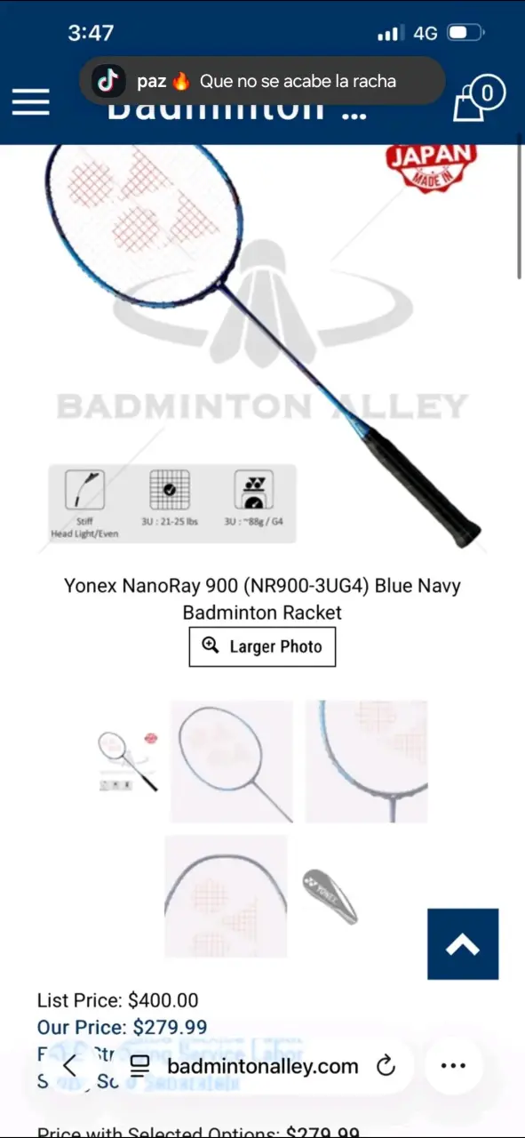 Raqueta de bádminton Yonex azul con funda - 3