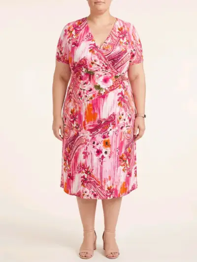 Vestido floral cruzado talla grande - miniatura 1