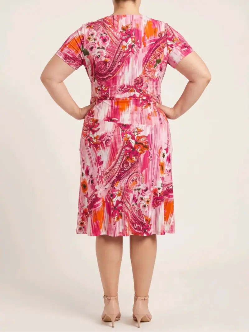 Vestido floral cruzado talla grande - 3